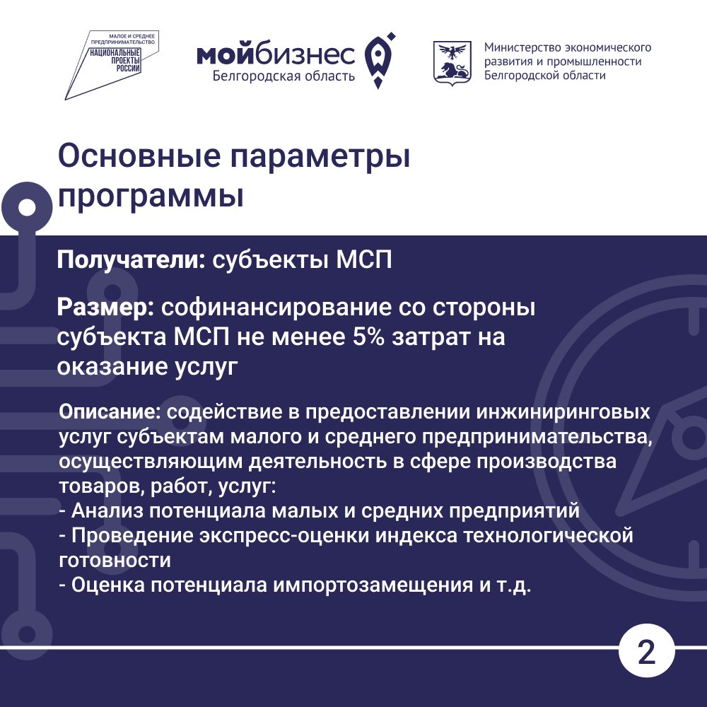 Инжиниринговые услуги субъектам МСП в сфере производства | Центр «Мой бизнес»  | mb 31